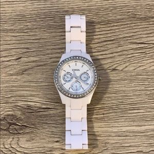 Plastic band white Fossil watch